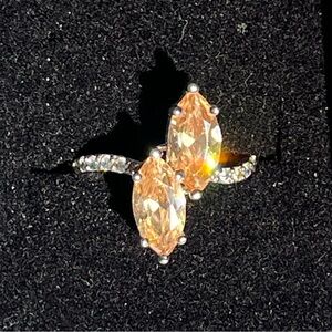 18k GP Bypass Marquise shape stone Ring,  sz 9